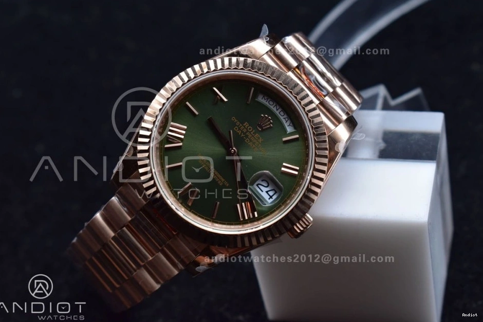 Steel Roman Markers Green on Bracelet DayDate V2 GMF Tungsten 40 RG A2836 Dial President 904L Weighted 1116